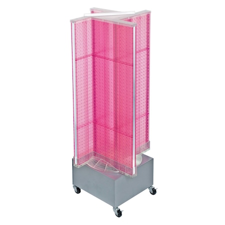 Azar Displays Pinwheel Pegboard Floor Display on Revolving Wheeled Base. Spinner Rack Stand. 700445-PNK